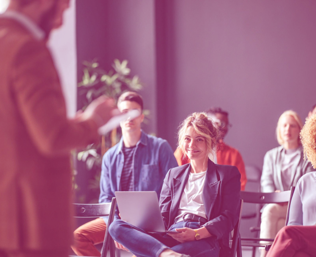 Students participating in a virtual classroom session