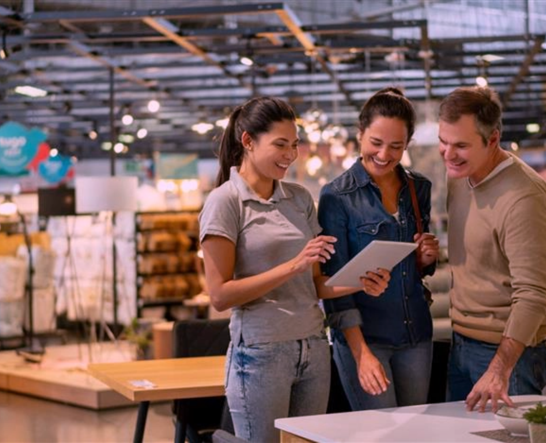 Retail store interior with well-organized product displays and signage