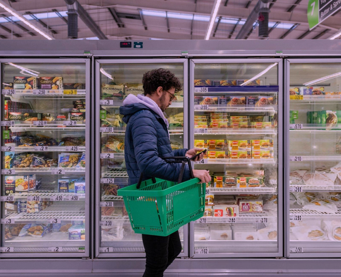 Point-of-sale area in a retail store with checkout counters